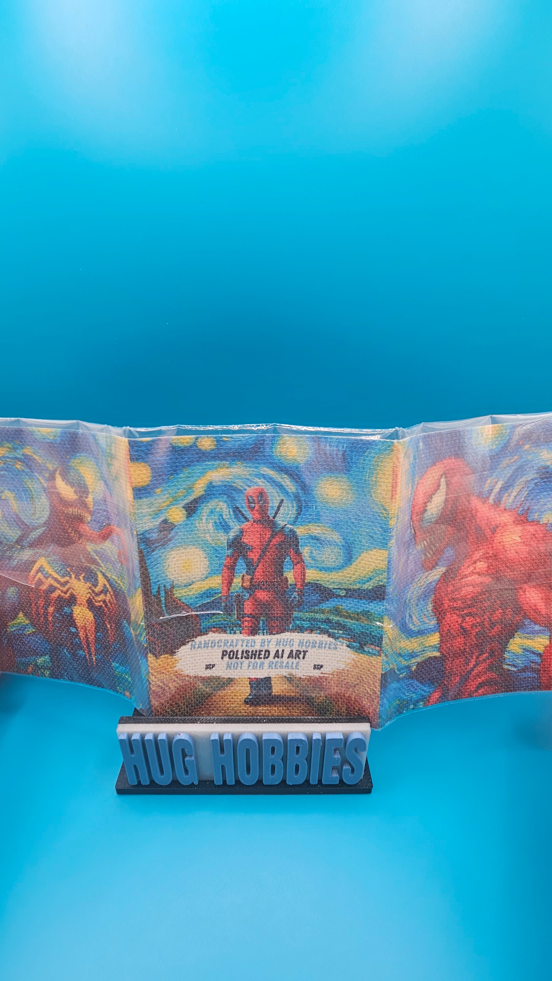 Venom, Deadpool and Carnage Van Gogh - Marvel-Inspired Holographic Trifold Booklet Custom Card with Cotton Backing