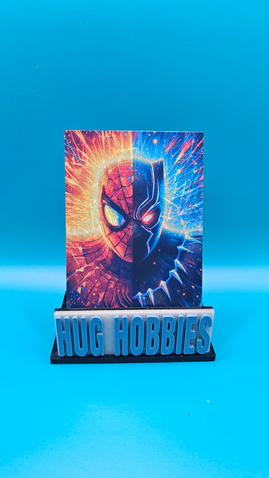 Black Panther and Spider-Man Split Portrait - Marvel-Inspired Laser Holographic Custom Card