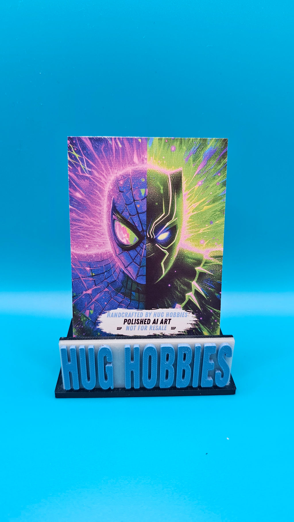 Black Panther and Spider-Man Split Portrait - Marvel-Inspired Laser Holographic Custom Card