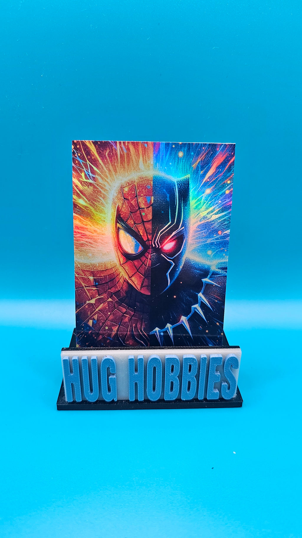 Black Panther and Spider-Man Split Portrait - Marvel-Inspired Holographic Custom Card