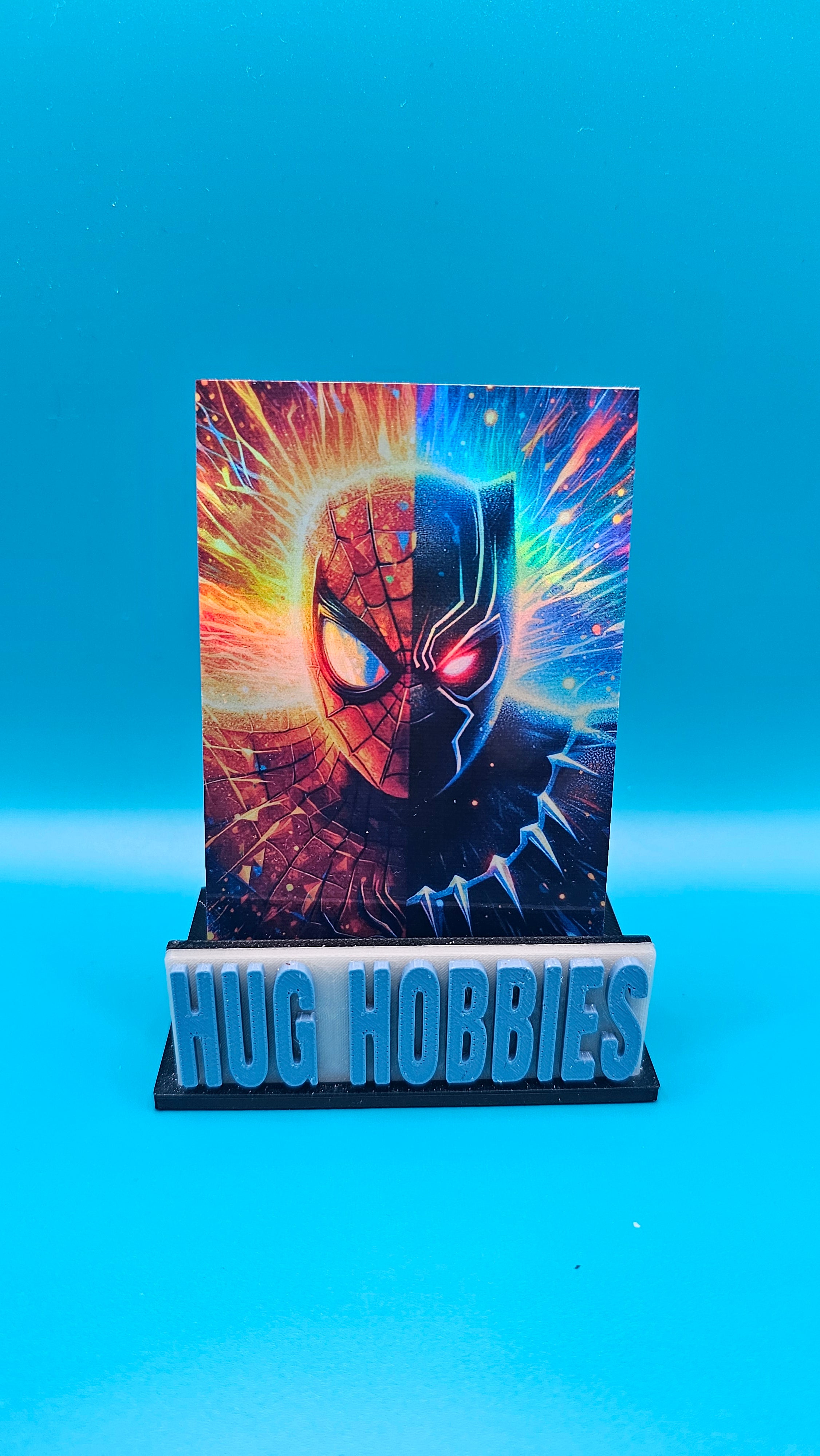 Black Panther and Spider-Man Split Portrait - Marvel-Inspired Holographic Custom Card