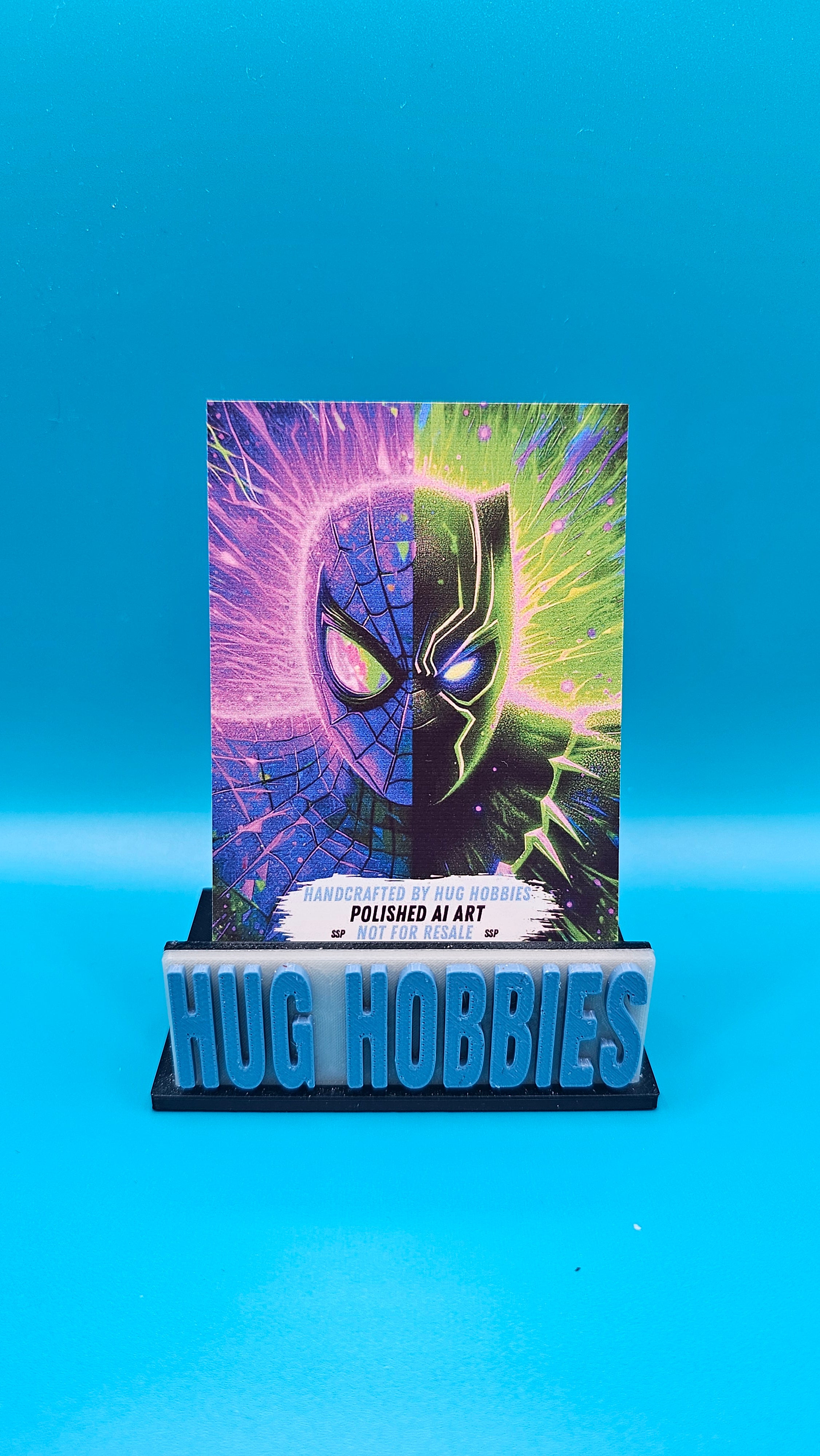 Black Panther and Spider-Man Split Portrait - Marvel-Inspired Holographic Custom Card