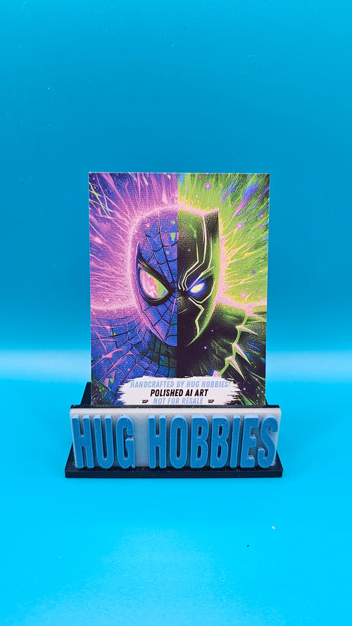 Black Panther and Spider-Man Split Portrait - Marvel-Inspired Holographic Custom Card