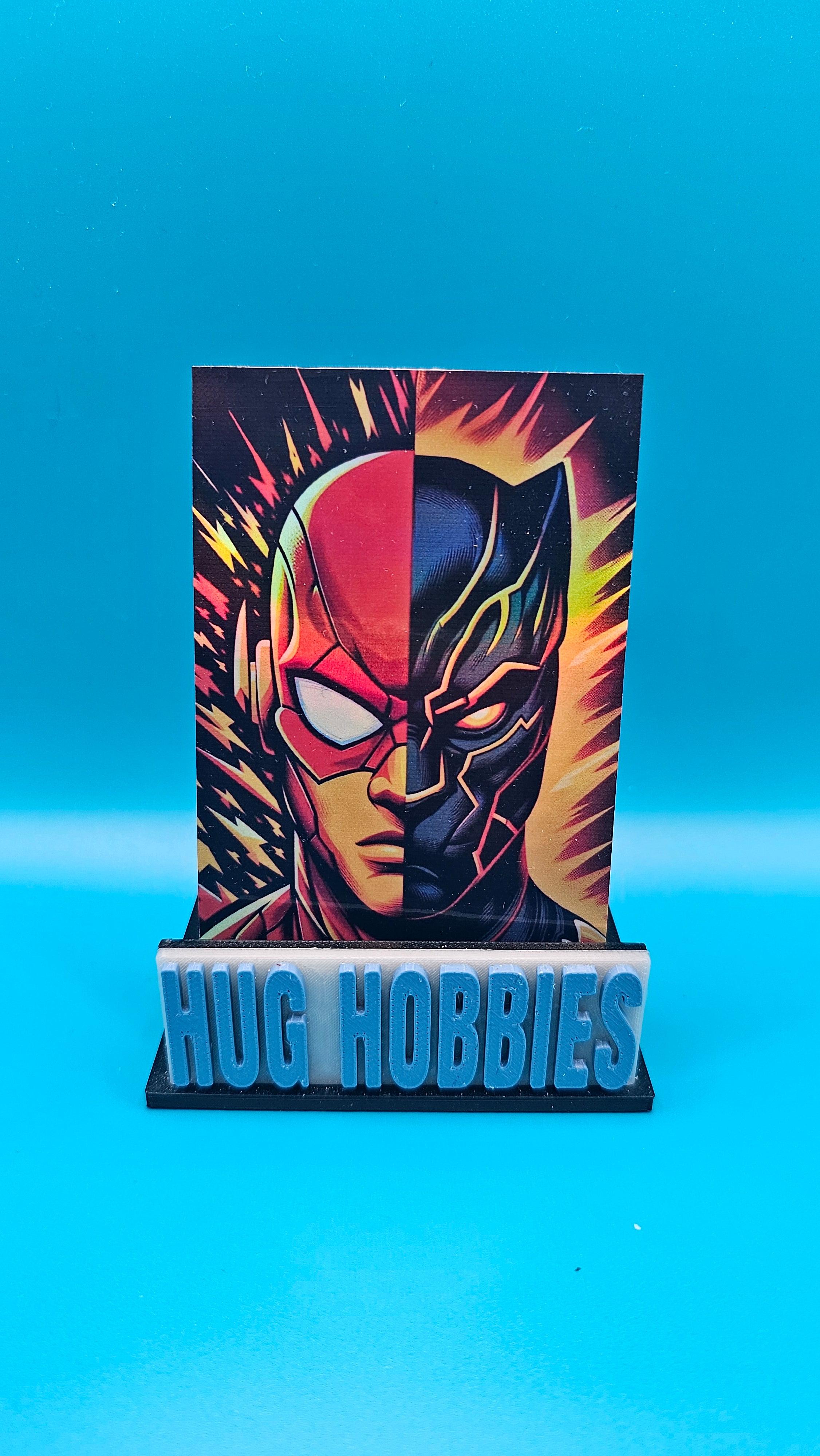 The Flash and Black Panther Split Portrait - DC/Marvel-Inspired Holographic Mashup Custom Card