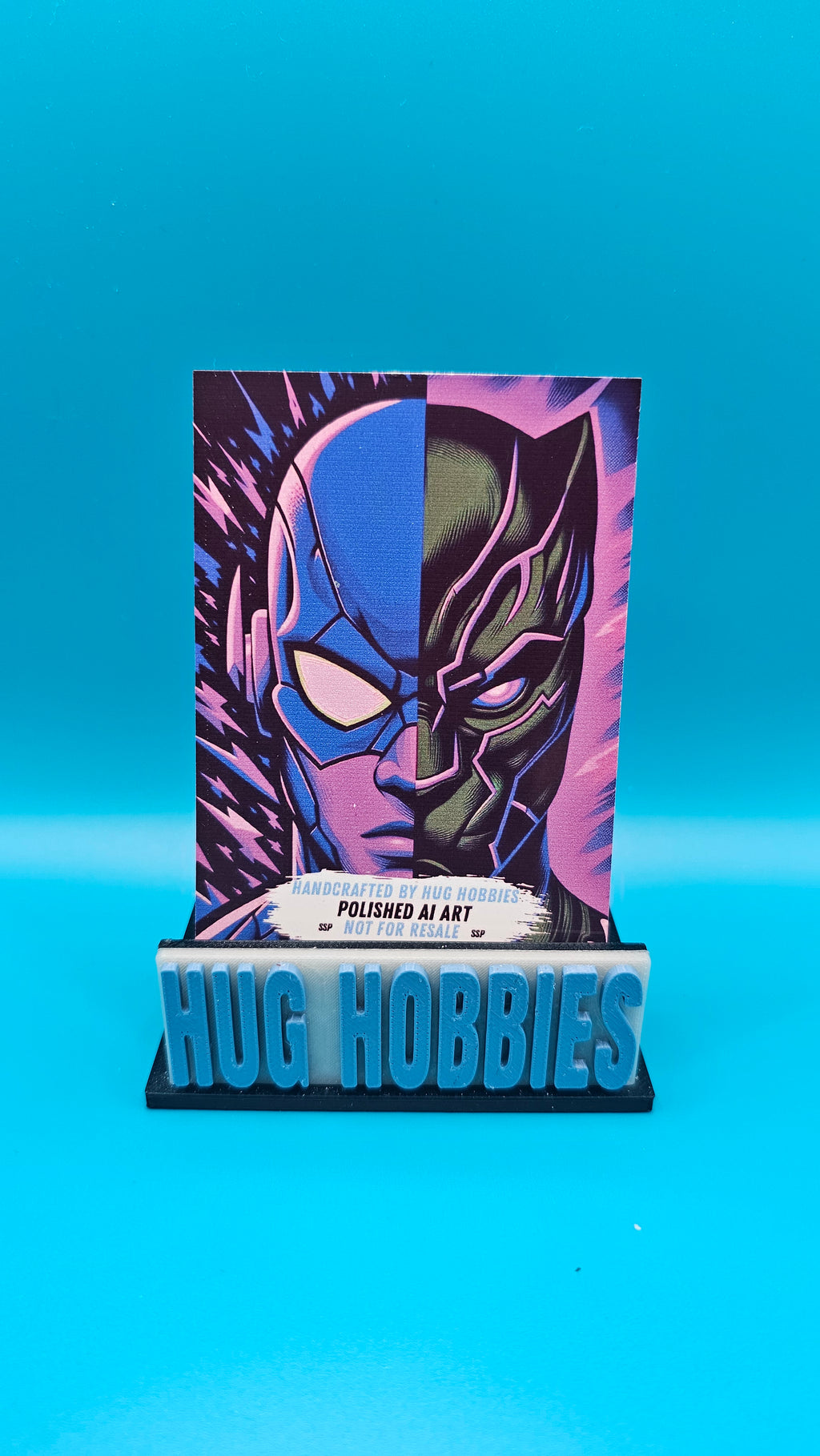The Flash and Black Panther Split Portrait - DC/Marvel-Inspired Holographic Mashup Custom Card