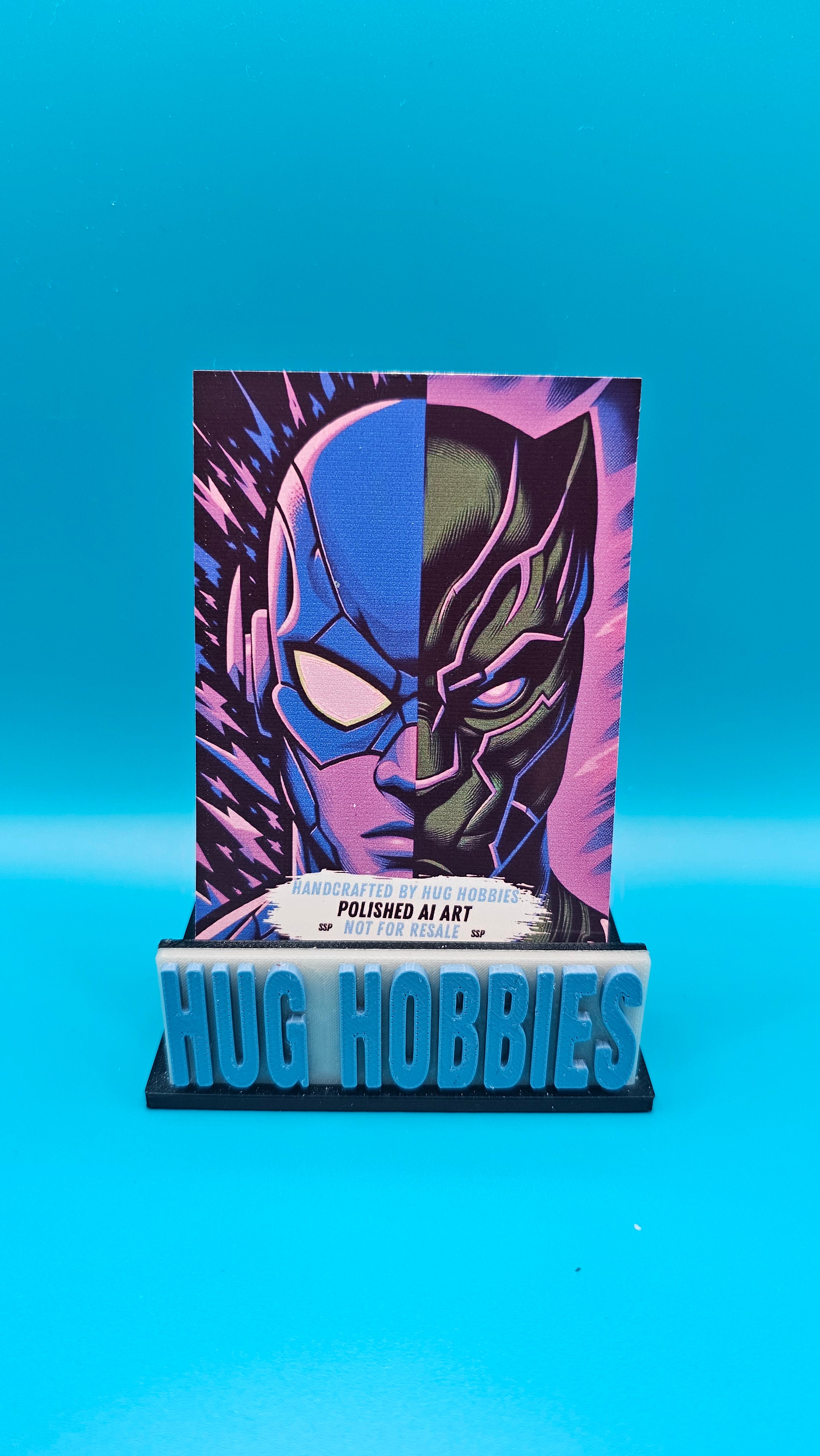 The Flash and Black Panther Split Portrait - DC/Marvel-Inspired Holographic Mashup Custom Card