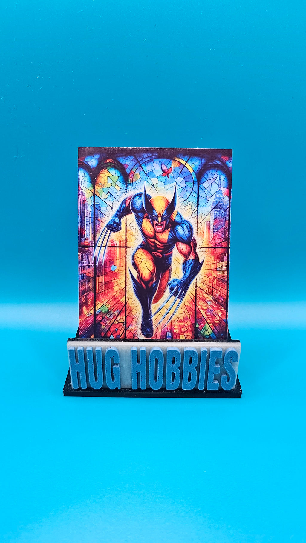 Wolverine Stained Glass - Marvel-Inspired Glossy Layered Custom Card
