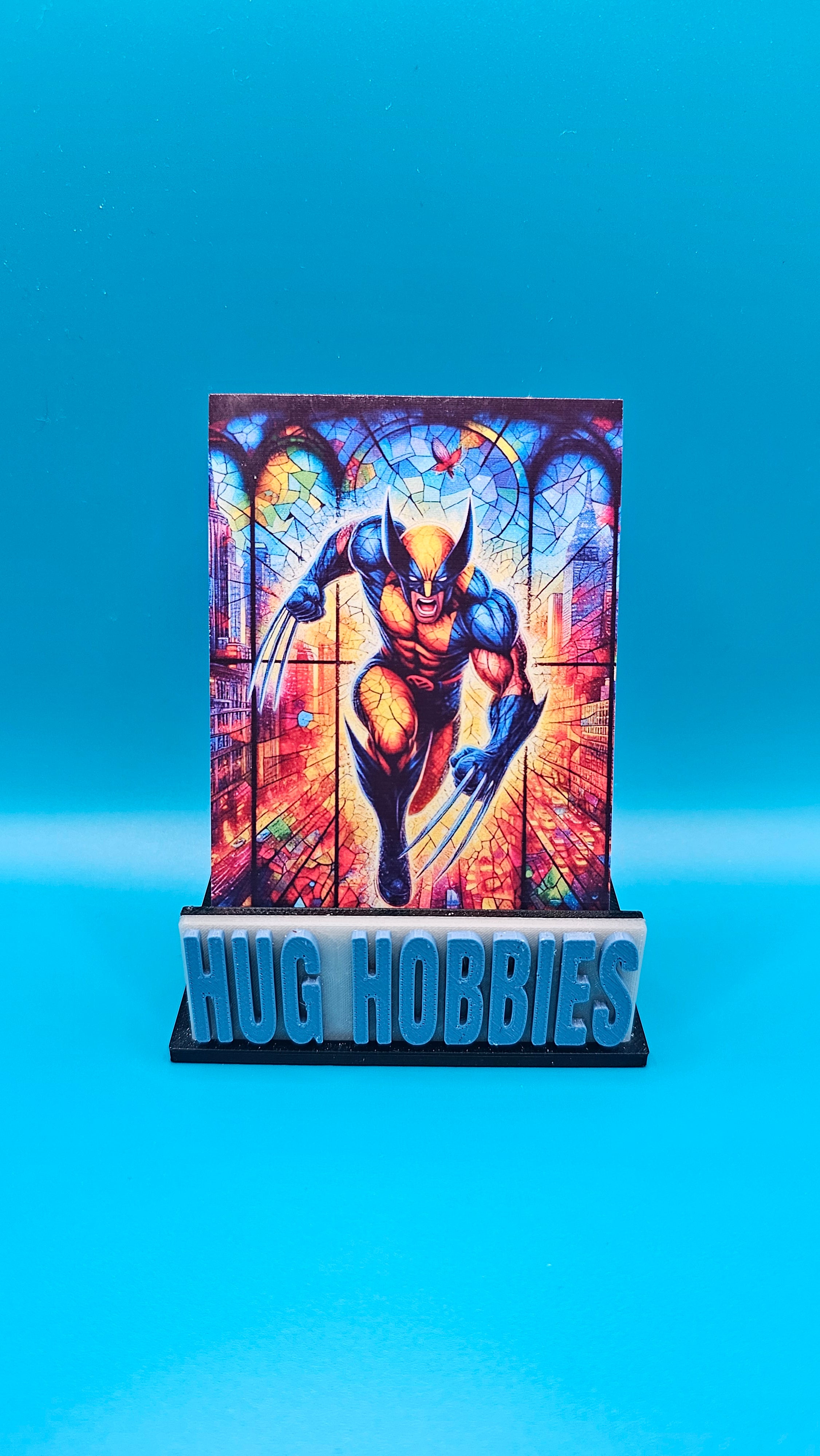 Wolverine Stained Glass - Marvel-Inspired Glossy Layered Custom Card