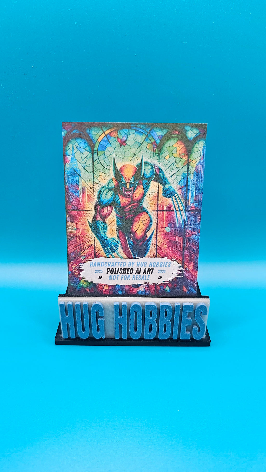 Wolverine Stained Glass - Marvel-Inspired Glossy Layered Custom Card