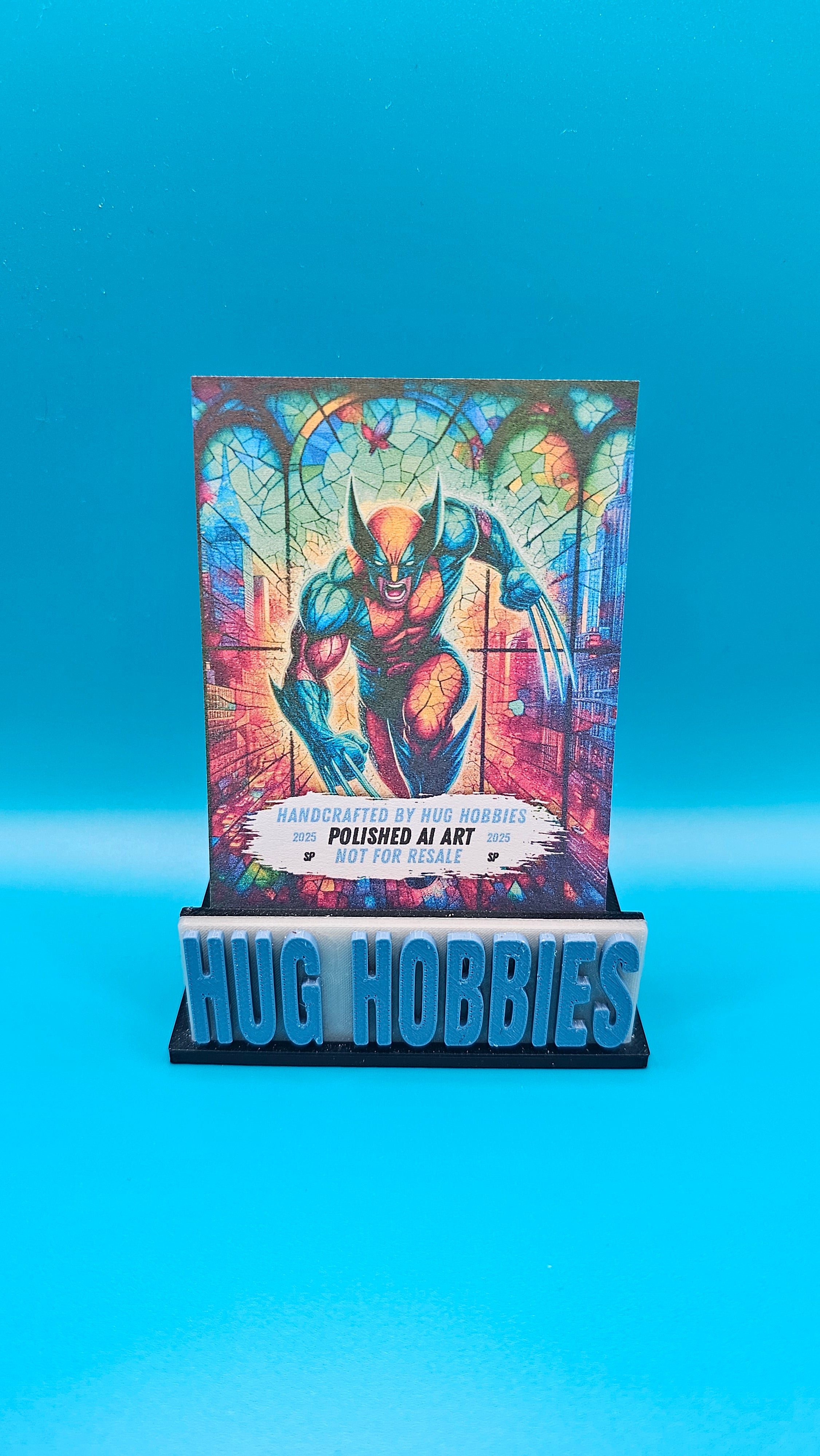 Wolverine Stained Glass - Marvel-Inspired Glossy Layered Custom Card
