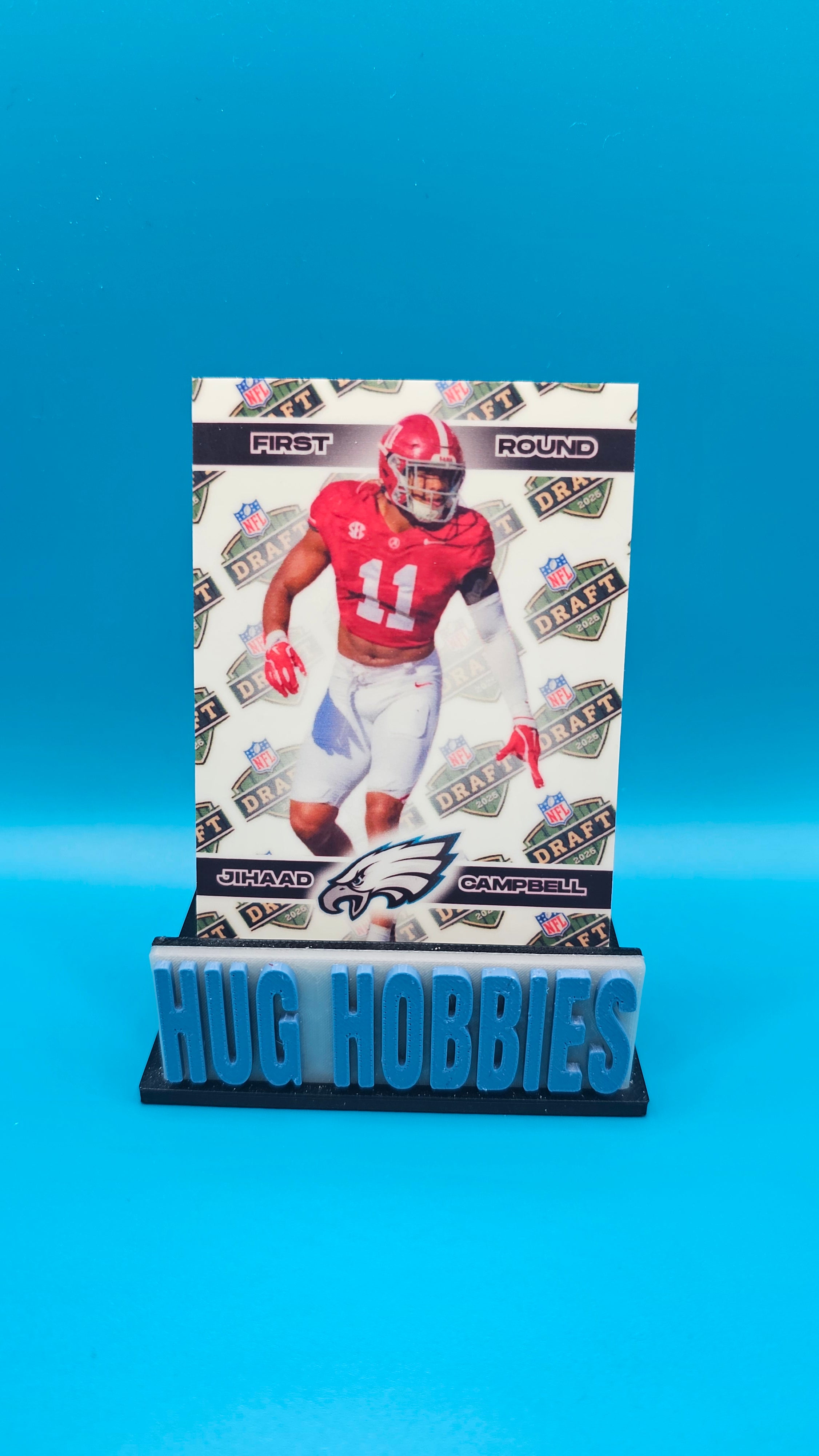 Jihaad Campbell 2025 First-Round Rookie Insert - Alabama Crimson Tide / Philadelphia Eagles Glow-in-the-Dark Custom Card