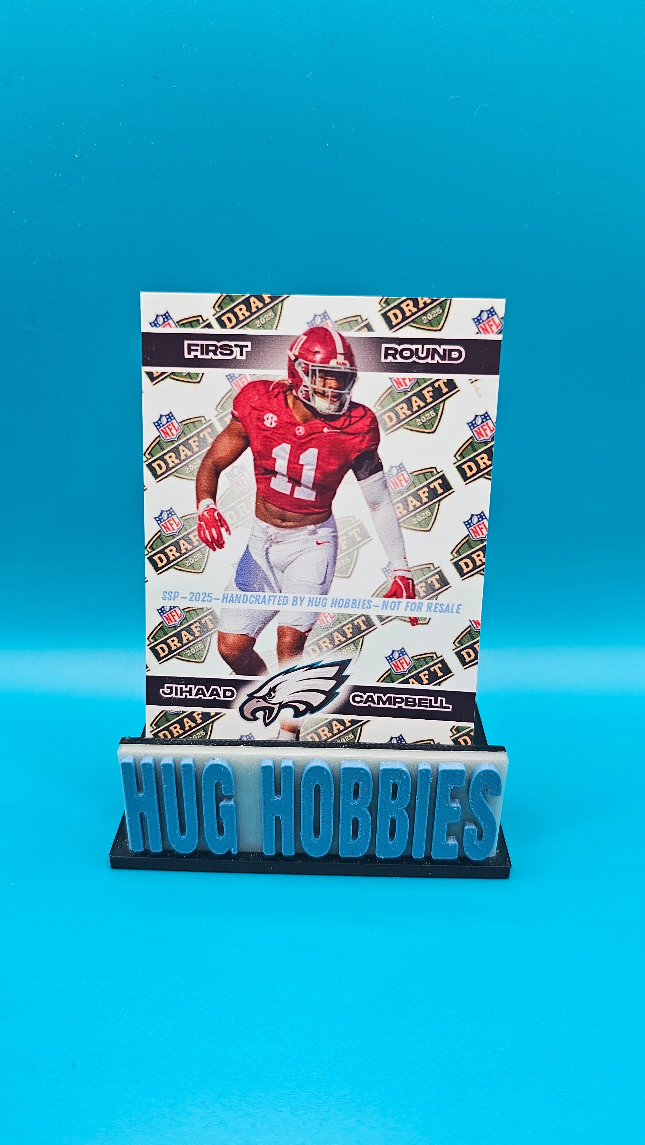 Jihaad Campbell 2025 First-Round Rookie Insert - Alabama Crimson Tide / Philadelphia Eagles Glow-in-the-Dark Custom Card