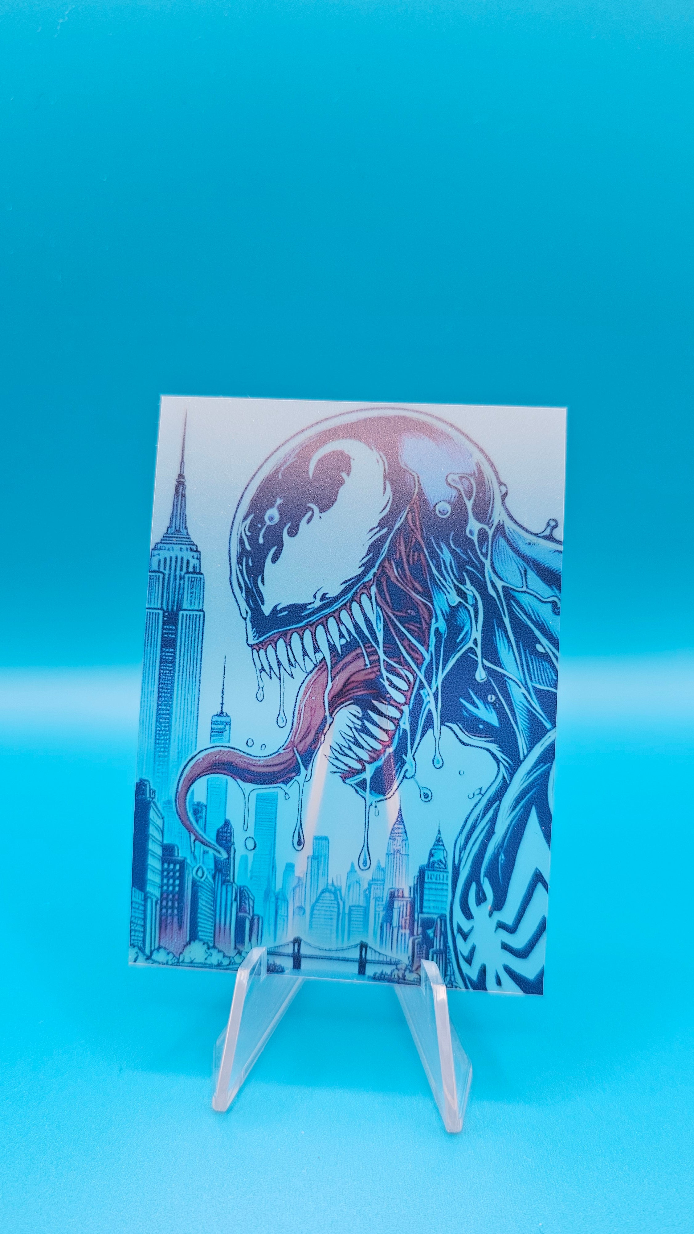 Venom Side-Profile Skyline - Marvel-Inspired Clear Transparent Custom Card