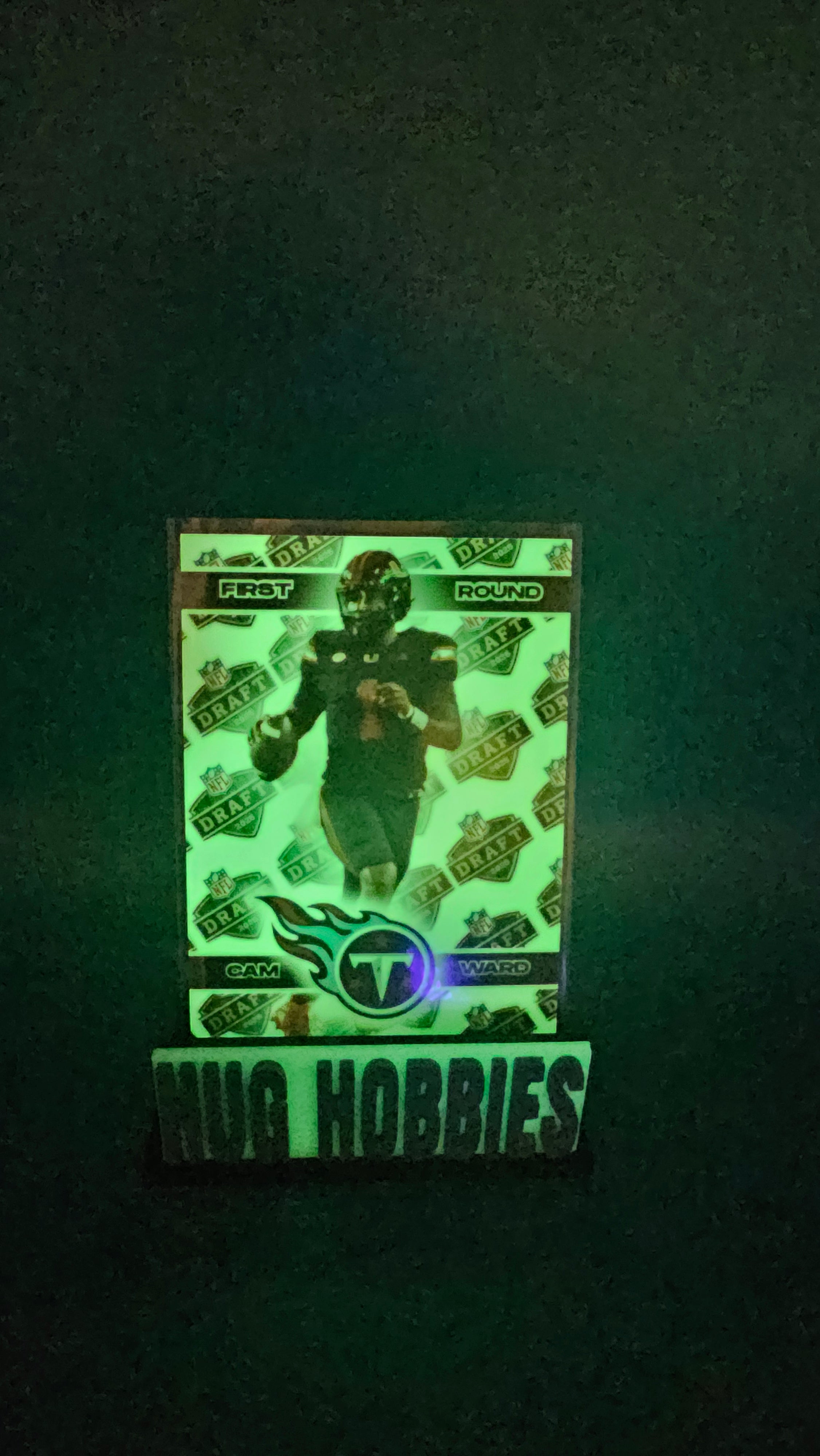 Cam Ward 2025 First-Overall Rookie Insert - Miami Hurricanes / Tennessee Titans Glow-in-the-Dark Custom Card