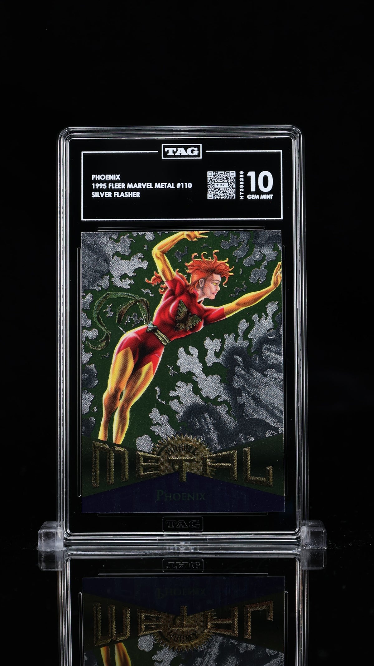 1995 Fleer Marvel Metal Phoenix #110 Silver Flasher TAG 10 Gem Mint
