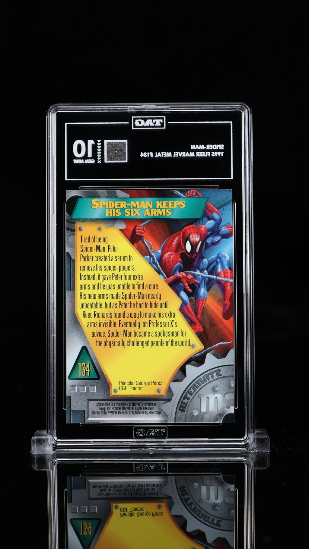 1995 Fleer Marvel Metal Spider-Man #134 TAG 10 Gem Mint