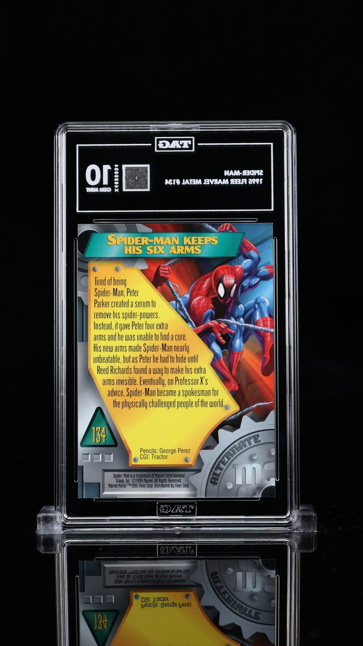 1995 Fleer Marvel Metal Spider-Man #134 TAG 10 Gem Mint